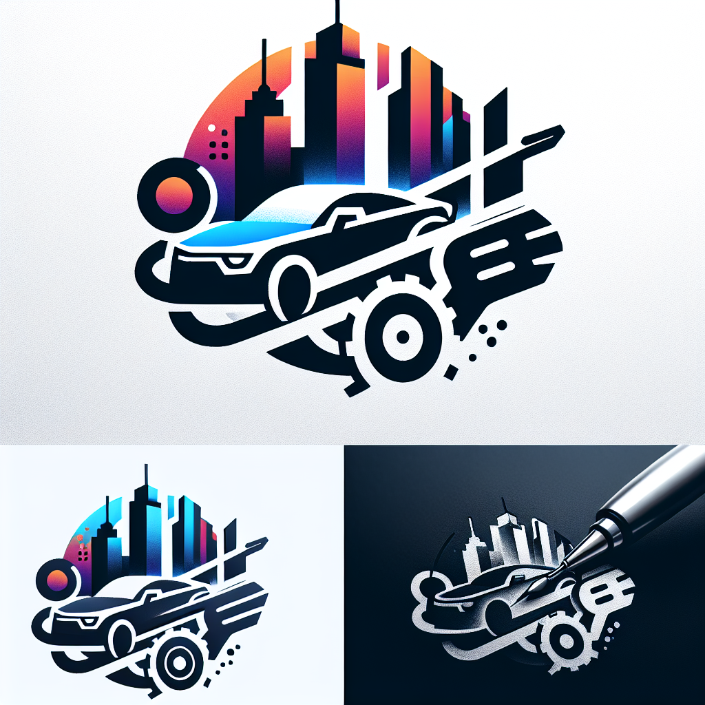A logo for a site dedicated to cars and city skylines, emphasizing the dynamic relationship between the two and capturing the essence of urban excitement and automotive passion in a sleek and modern design.